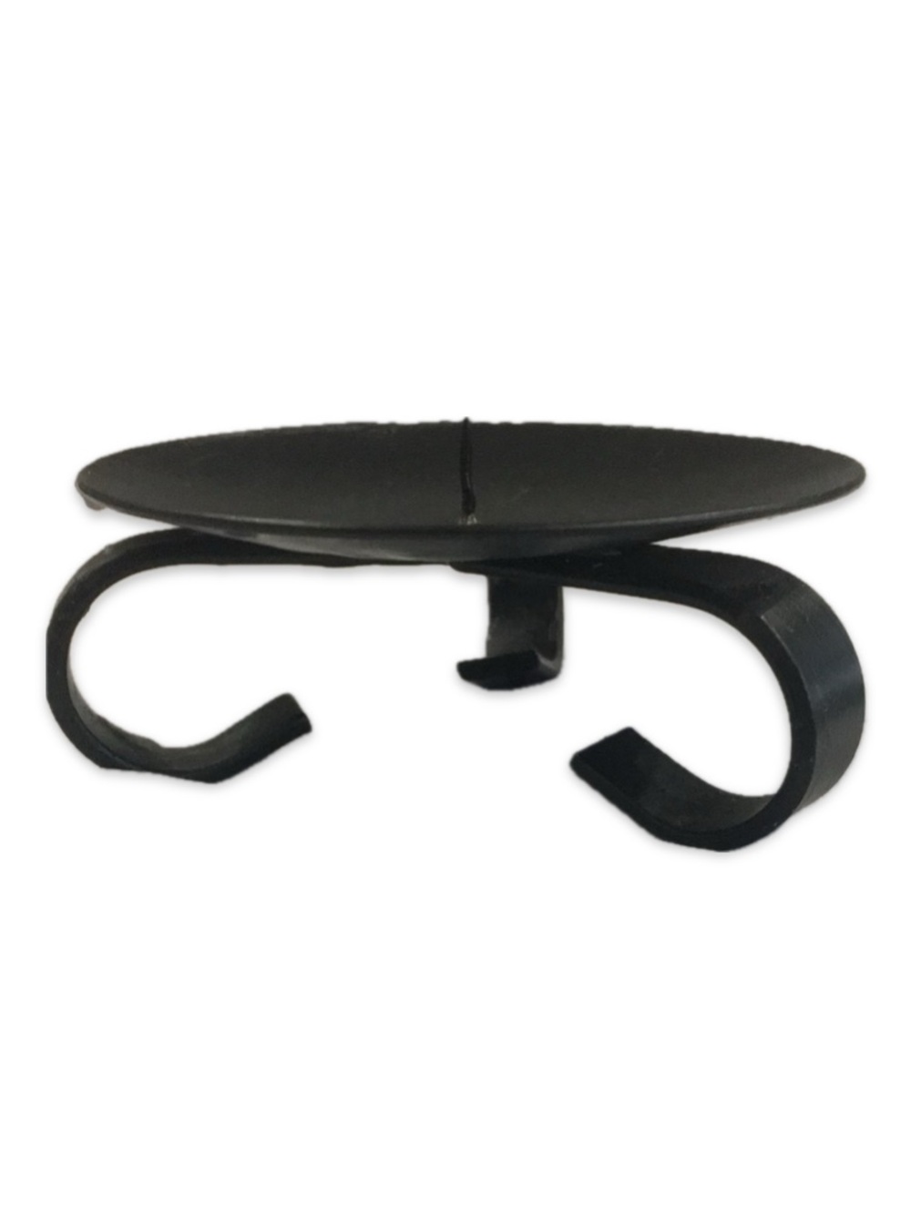 Candle Holder Black Iron Pillar Plate Tripod Stand 4”